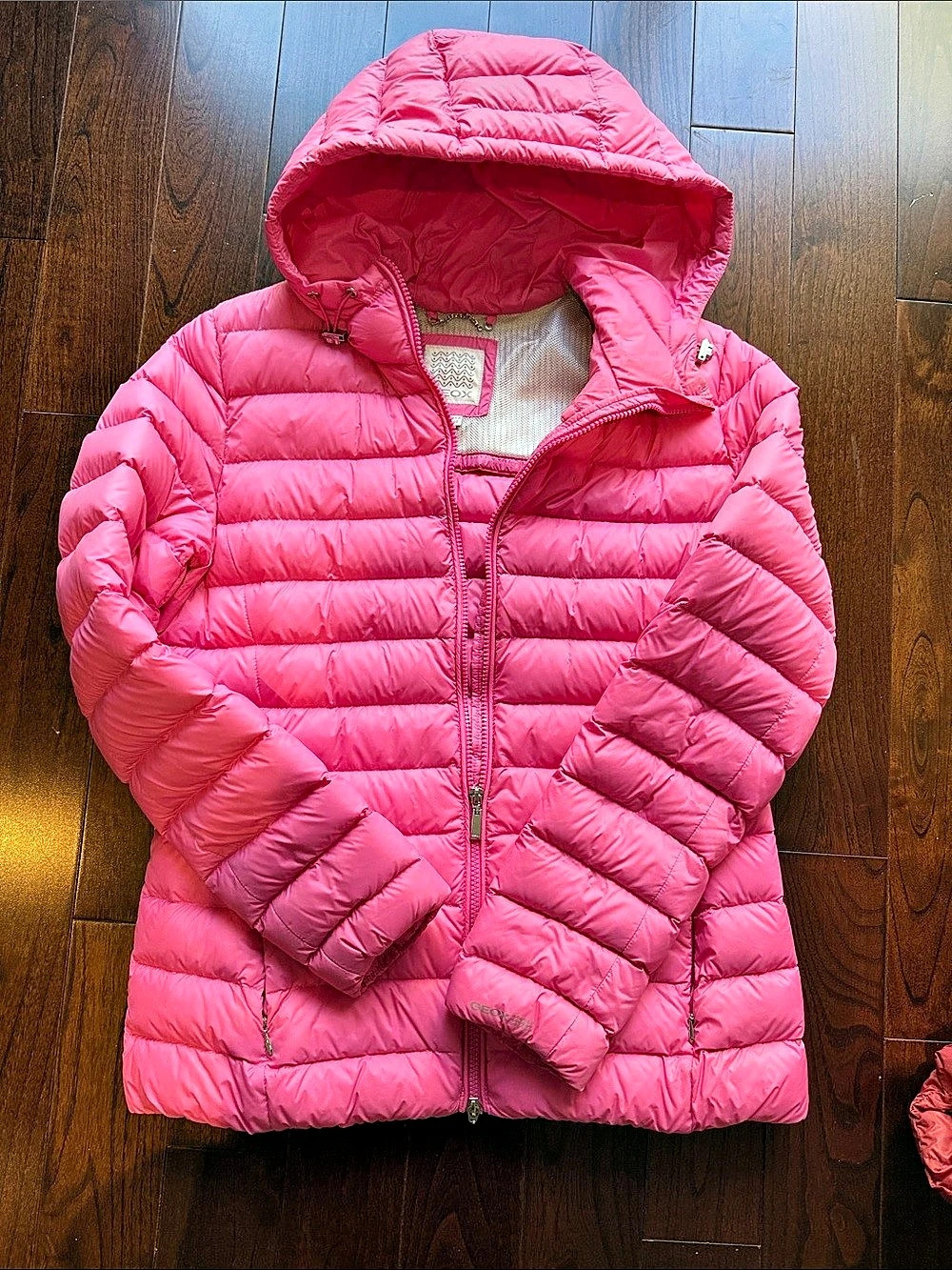 Geox Respira Packable Performance Pink Hooded Puffer Size 10